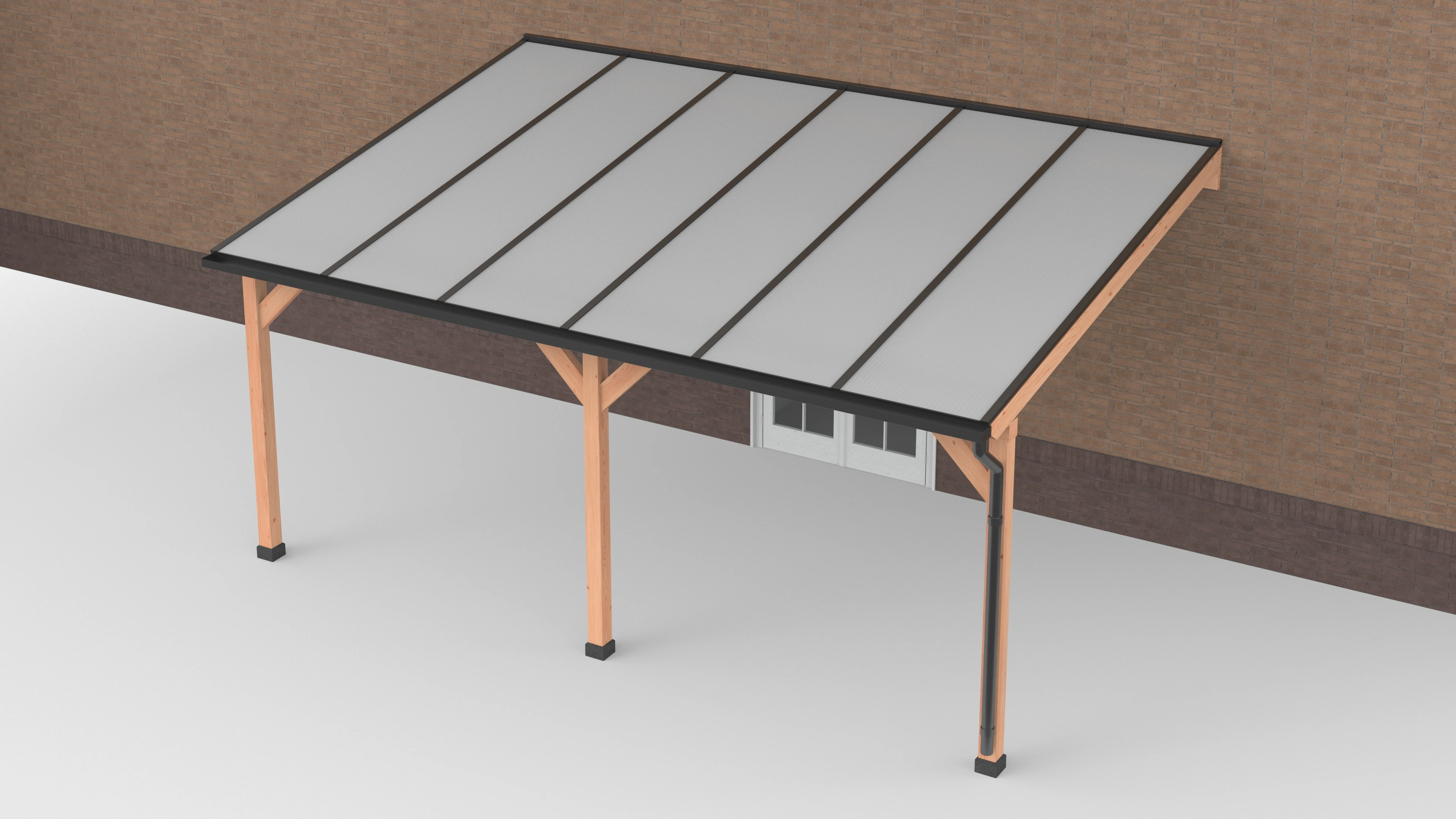 Douglas Terrasoverkapping Zwart Polycarbonaat Opaal Geschaafd - 600 x 400 cm - Afbeelding 1